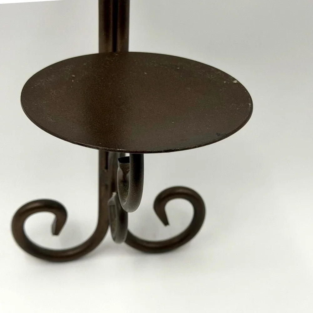 Wrought Iron Scrollwork Cross Wall Sconce Pillar Candle Holder Dark Bronze 17in